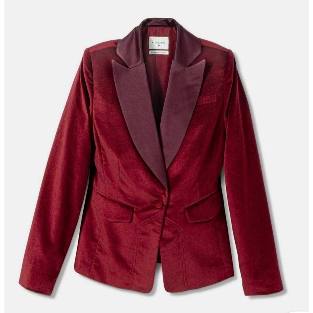 ALTUZARRA For TARGET Burgundy Red Velvet Tuxedo Blazer Satin Lapel | Small